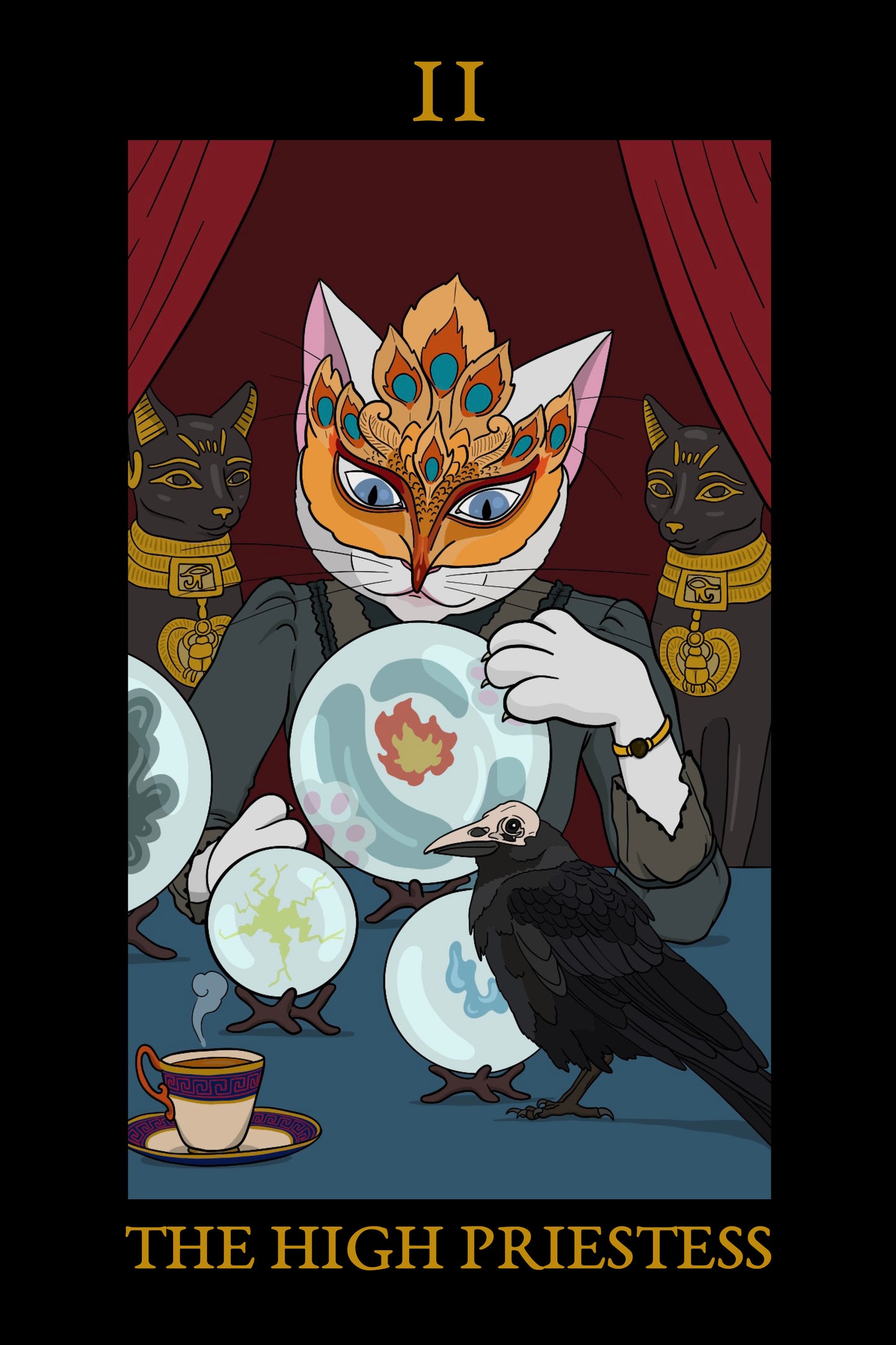 Feline Tarot The High Priestess 8x12 Print