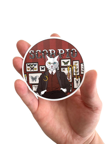 Scorpio Feline Astrology 3-inch Vinyl Sticker